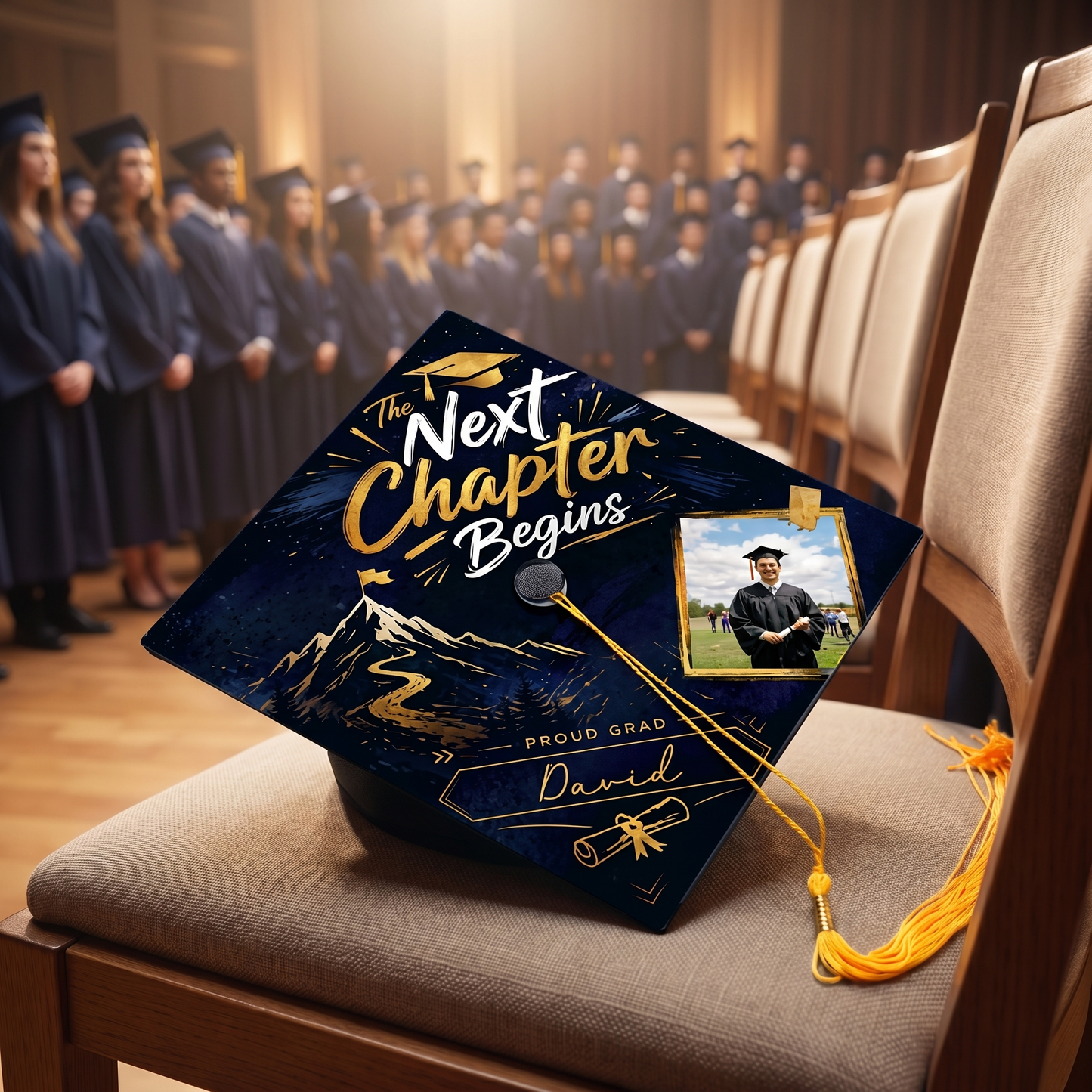 Personalized Next Chapter Begins Graduation Cap Topper