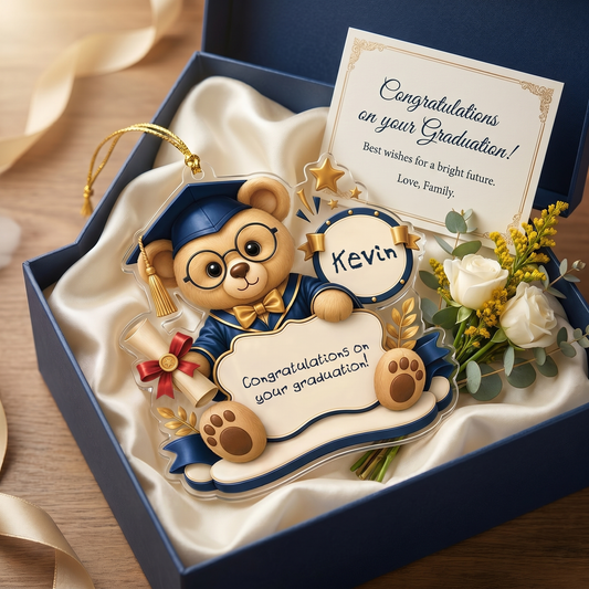 Personalized Graduation Teddy Bear Acrylic Ornament with Name