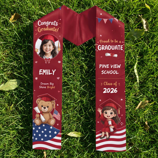 Personalized Dream Big Shine Bright Kid Graduation Stole - Custom Name