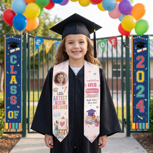 Personalized Little Artist Big Dreams Kid Graduation Stole - Custom Name