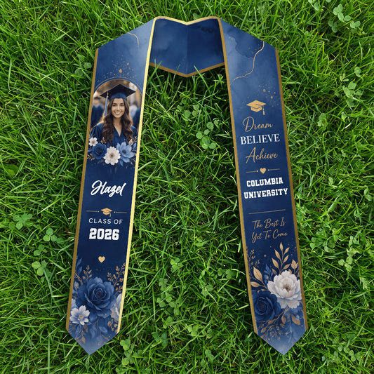 Personalized Dream Believe Achieve Graduation Stole - Custom Name