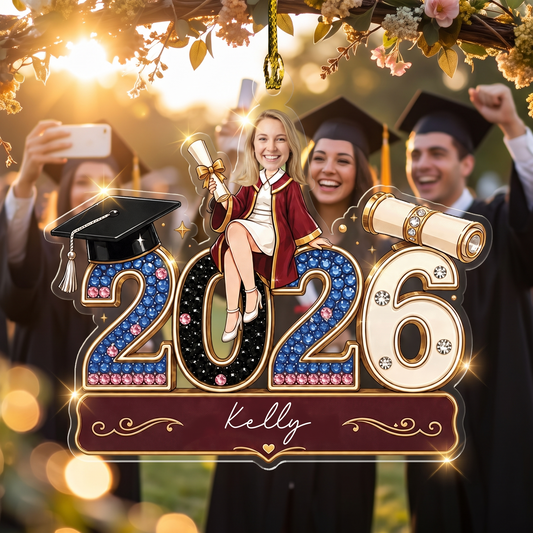 Personalized Class of 2026 Photo Acrylic Ornament - Custom Graduation Keepsake