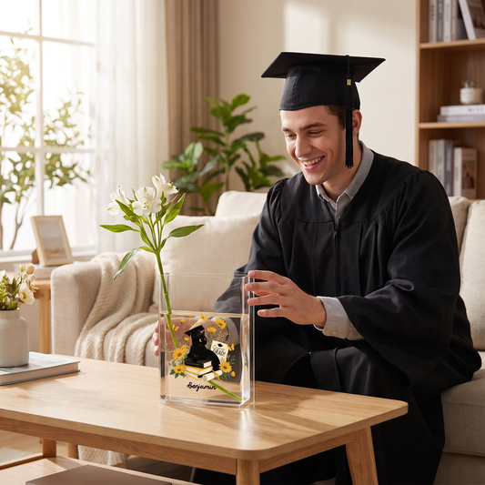 Personalized Congrats Grad Acrylic Book Vase with Custom Name