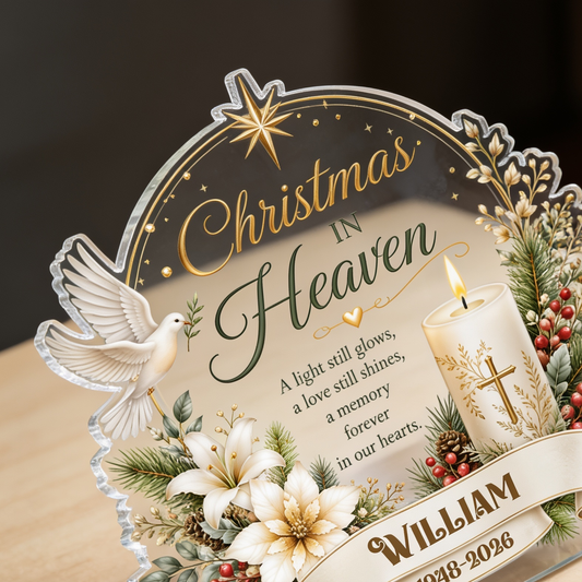 Personalized Christmas in Heaven Acrylic Plaque with Custom Name