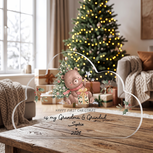 Personalized Happy First Christmas as My Grandma & Grandad Acrylic Plaque with Custom Name