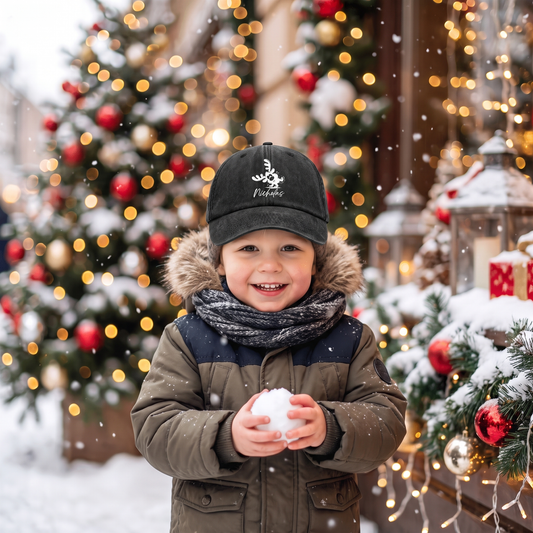 Personalized Christmas Reindeer Baseball Cap, Custom Name Holiday Hat, Christmas Printed Cap