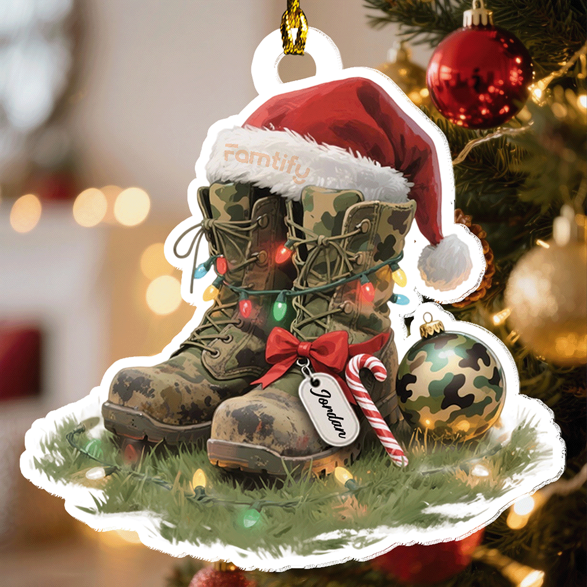 Military Christmas Boots – Personalized Acrylic Ornament
