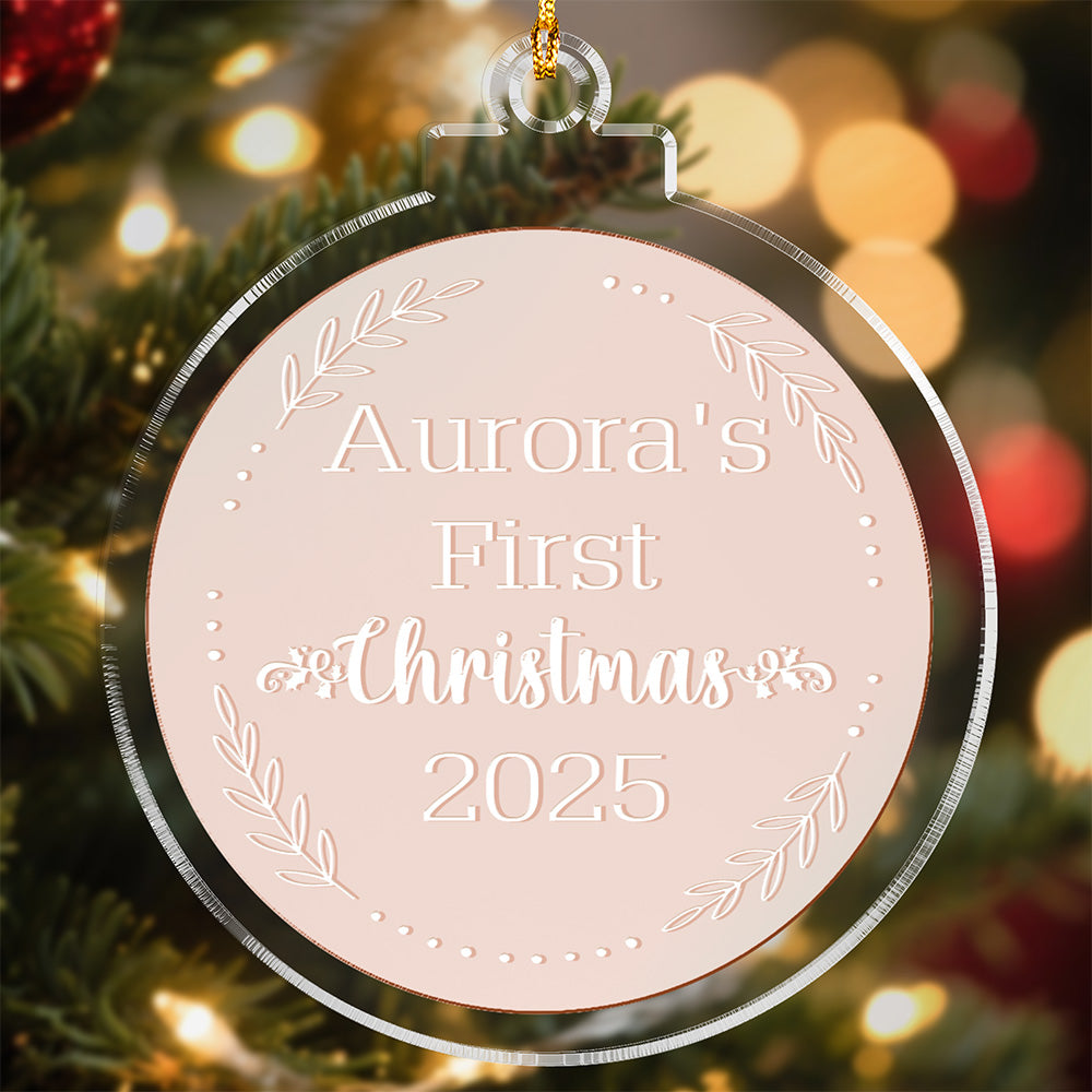 Personalized Acrylic And Mirrored Acrylic Ornament - New Born First Christmas Gift