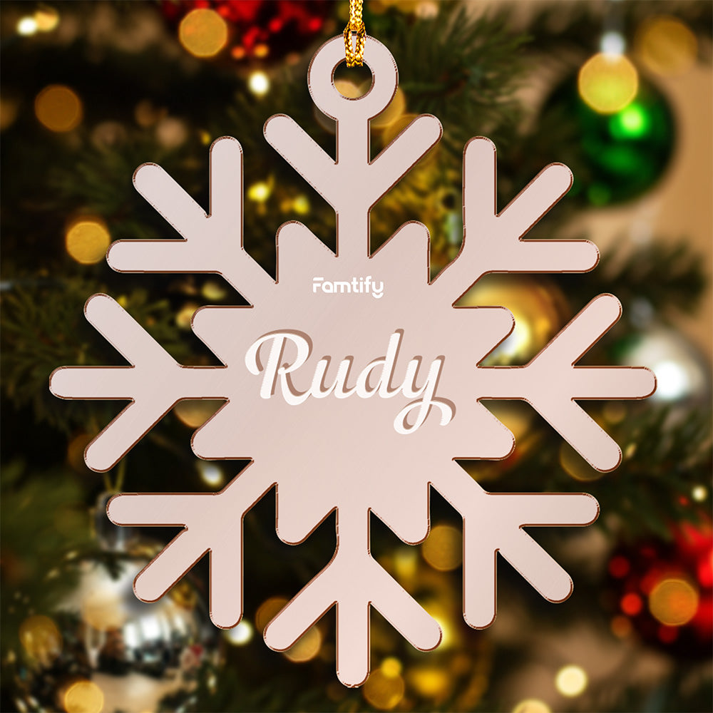 Custom Mirrored Acrylic Snowflake Ornament - Personalized Name Gift