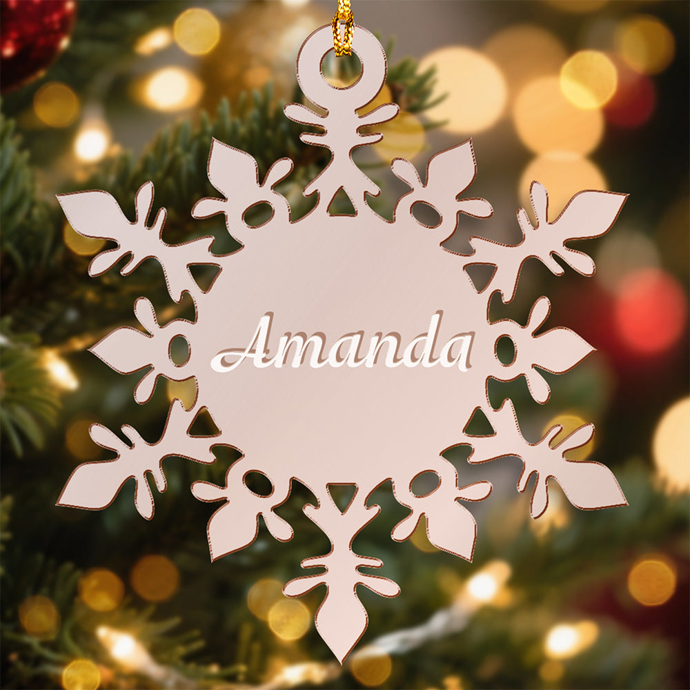 Personalized Mirrored Acrylic Crystal Snowflake Ornament Gift