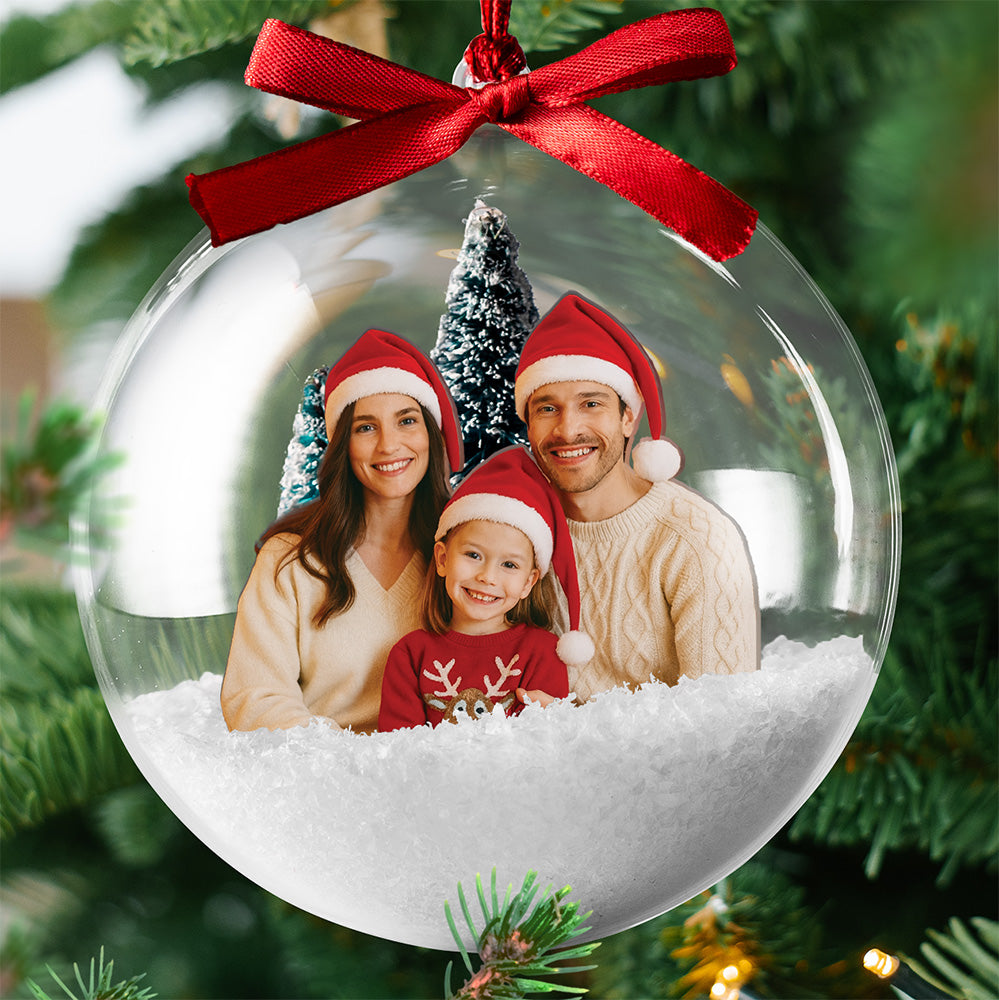 Personalized family ornament set of 5 custom photo Christmas bundle