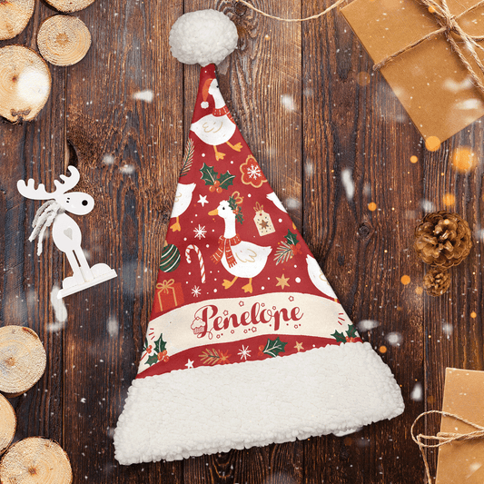 Personalized Christmas Geese Pattern Christmas hat, view 2