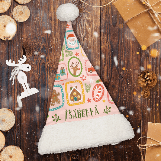 Personalized Christmas Stamps Patchwork Christmas hat, view 2
