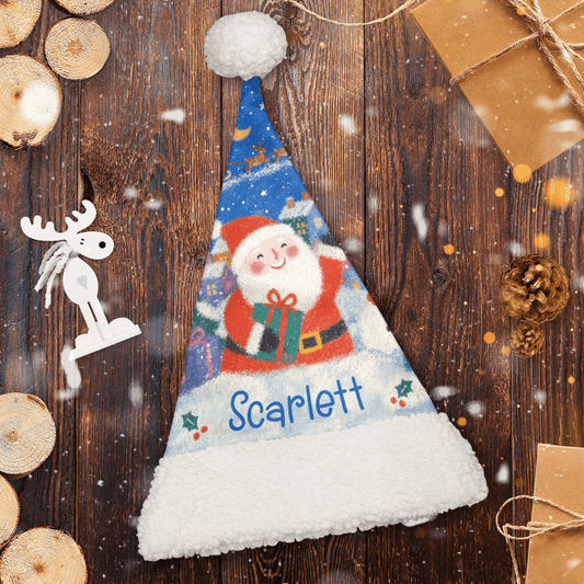 Personalized Storybook Santa Snowman Christmas hat, view 2