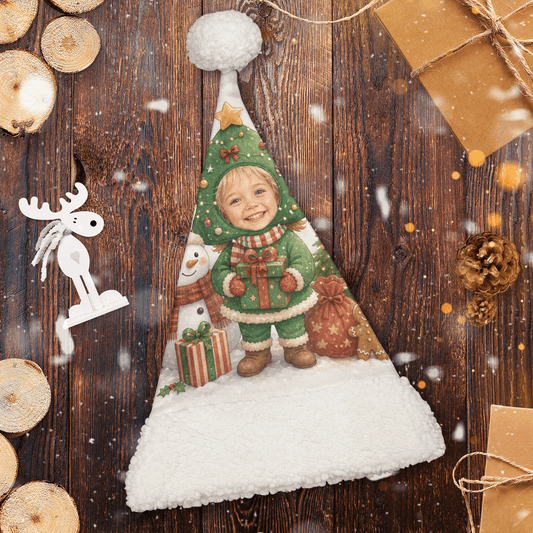 Personalized Photo Face Elf With Gifts Christmas hat, view 2