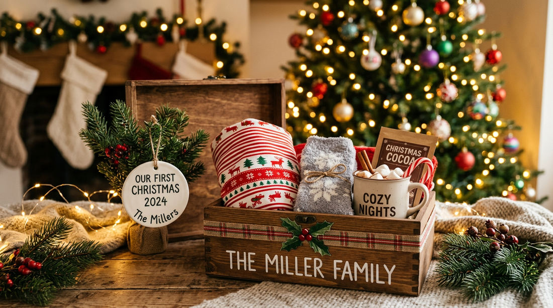 Cozy Christmas Eve box with a personalized ornament