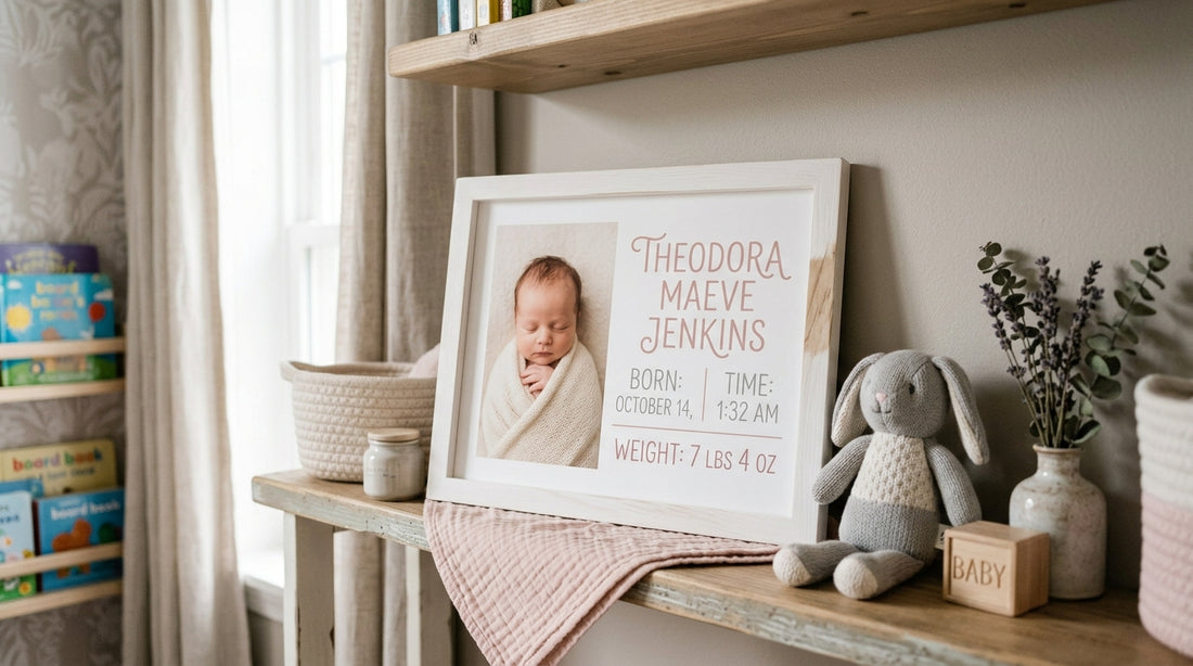Personalized baby birth stats keepsake