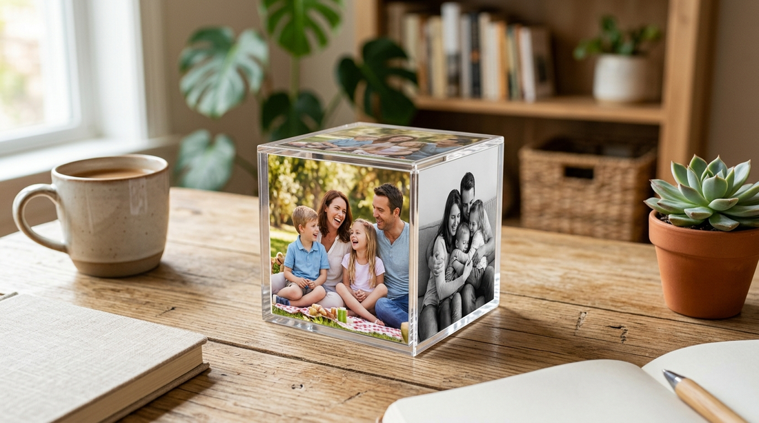 Acrylic photo cube keepsake