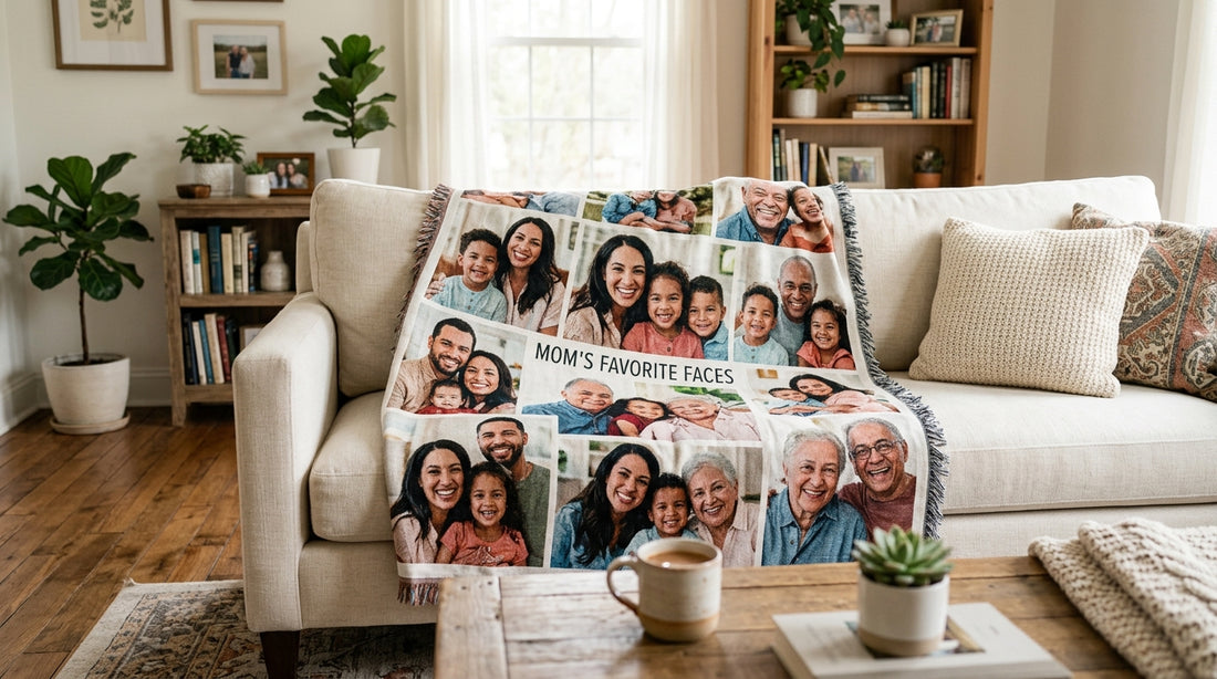 Personalized photo blanket for mom