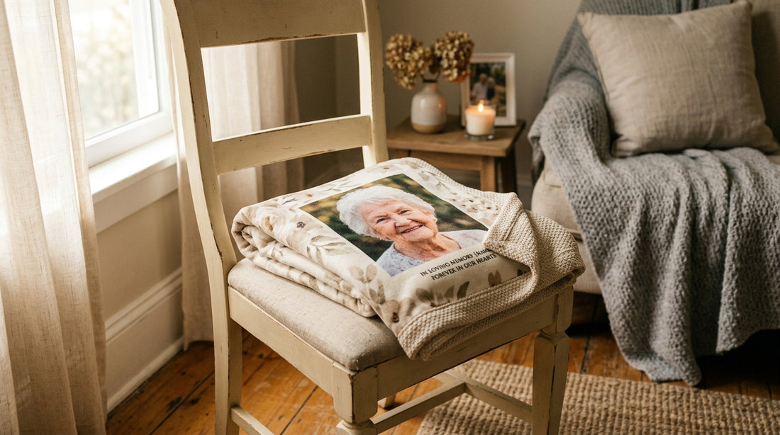 Memorial photo blanket keepsake