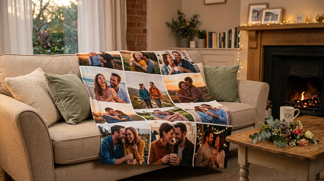 Personalized couple photo blanket