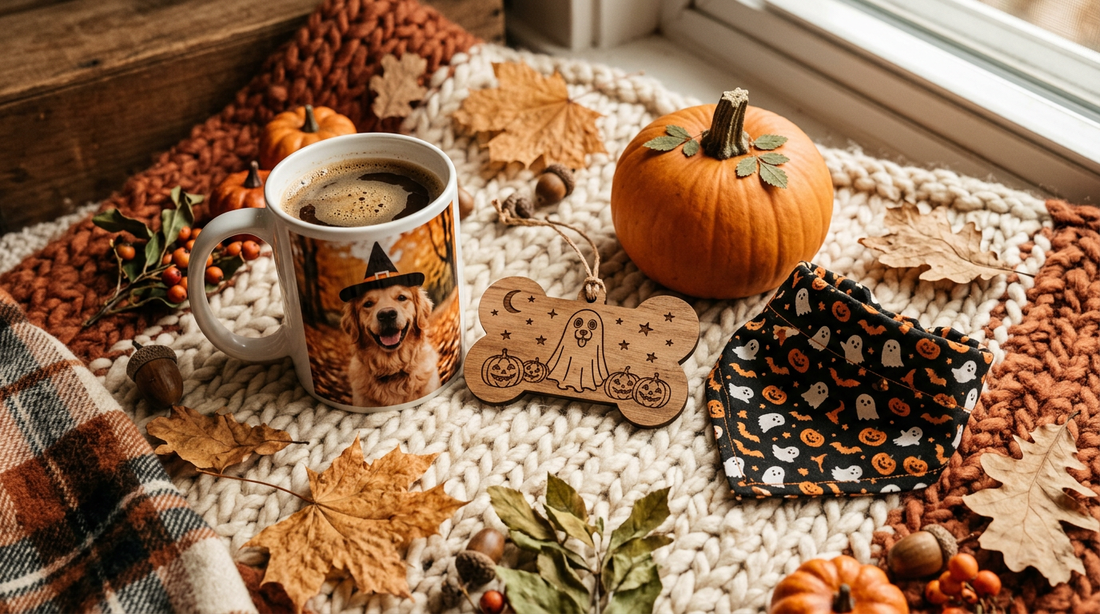 Personalized Halloween gifts for pet lovers with pet keepsake and photo mug