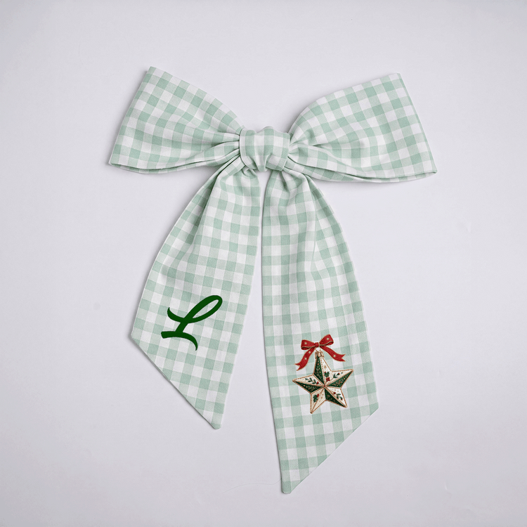 Embroidered Linen Door Wreath Sash