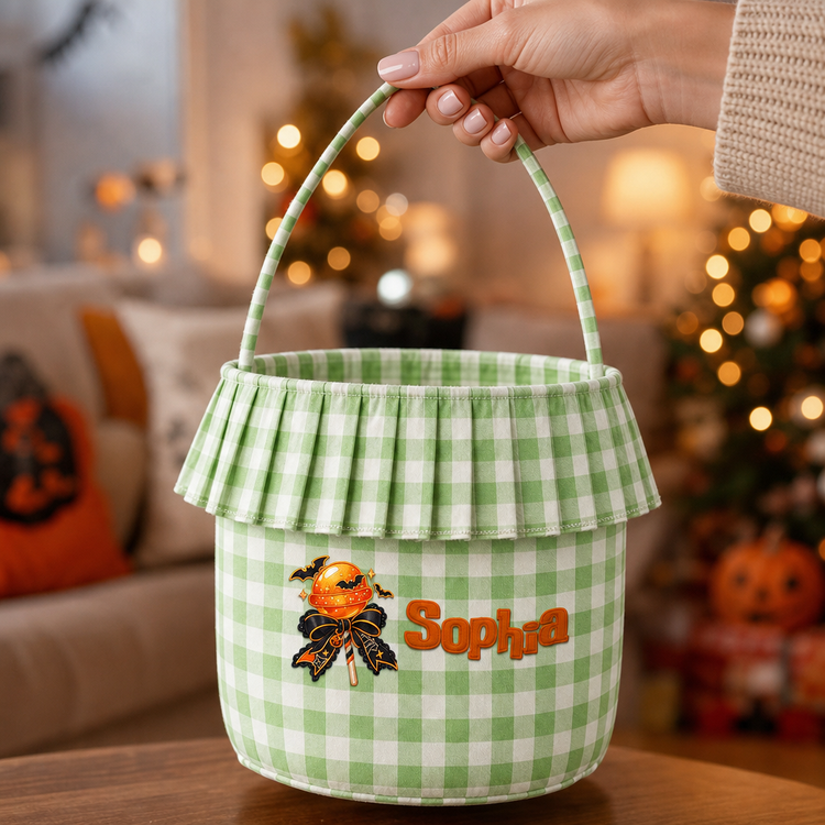 3D Puff Embroidered Ruffle Basket