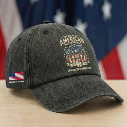 July 4th, 2026 – 250th Anniversary Independence Day Gift for Americans – Personalized Washed Denim Baseball Cap
