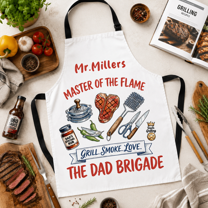 Master of the Flame Apron – Funny BBQ Grill Master Gift for Dad