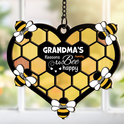 Reasons To Bee Happy Personalized Suncatcher Gift for Mom and Grandma