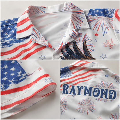 Personalized USA 250 Years Hawaiian Shirt – Patriotic Bald Eagle Fireworks Independence Shirt