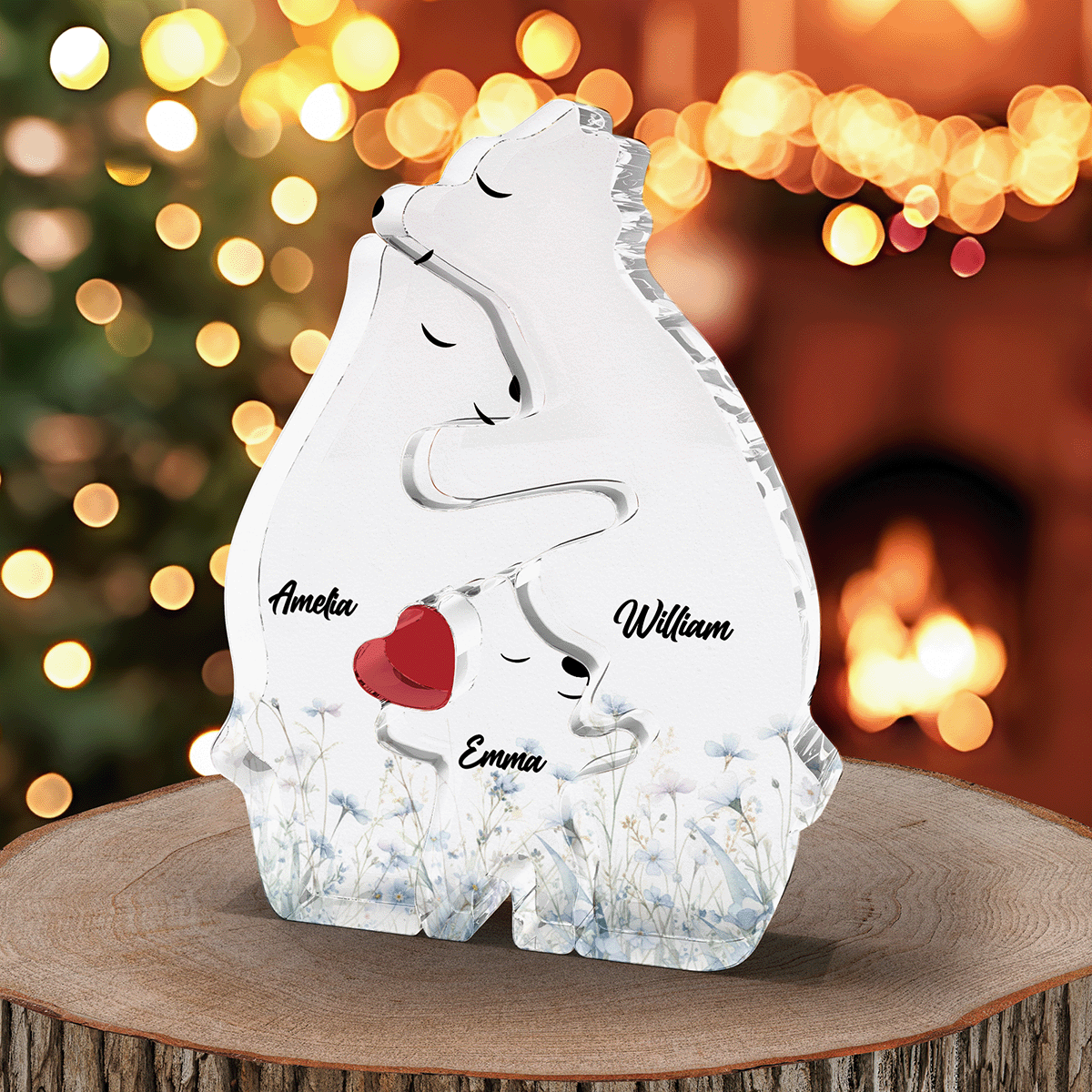 Personalized Acrylic Hugging Bear Family Puzzle