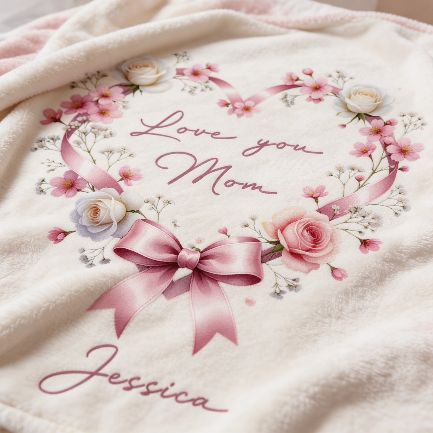 Custom Name Heart Flower Card – Romantic Personalized Gift