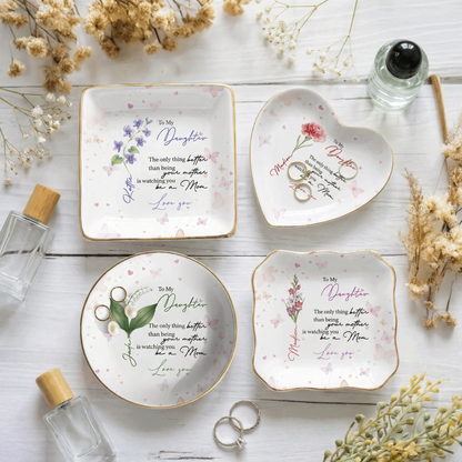 Personalized Ceramic Jewelry Dish - Custom Name Trinket Tray for Daughter, Mother's Day Gift