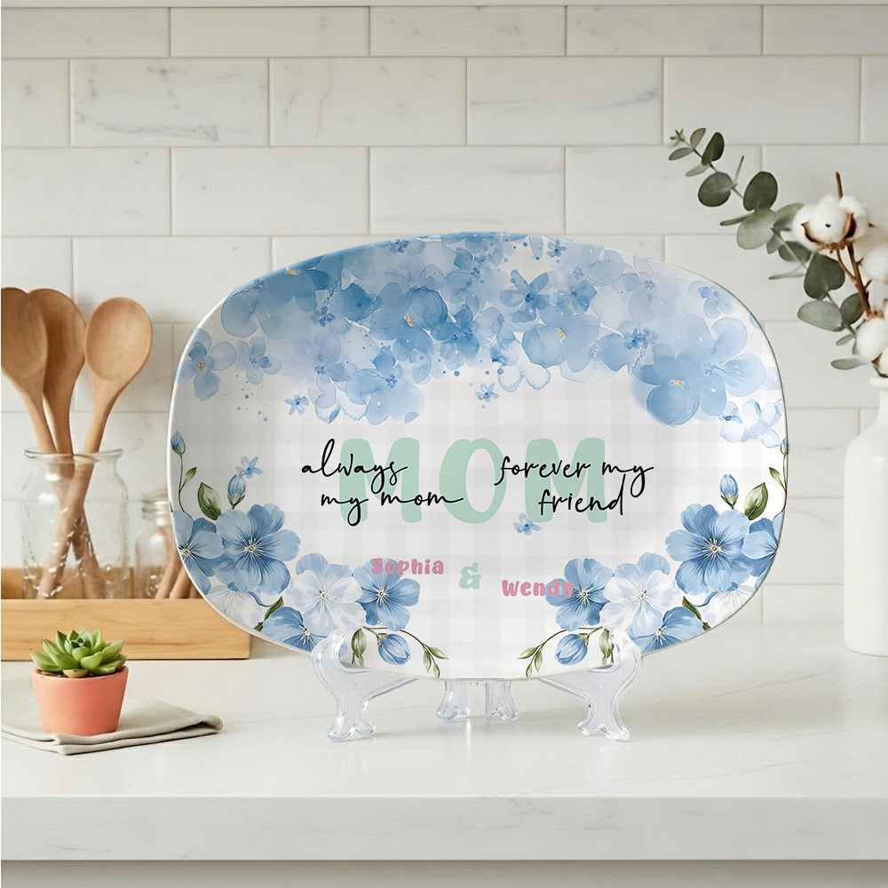 Mom We Love You – Personalized Family Name Platter – Mother’s Day Gift for Mom or Grandma – Custom Serving Platter