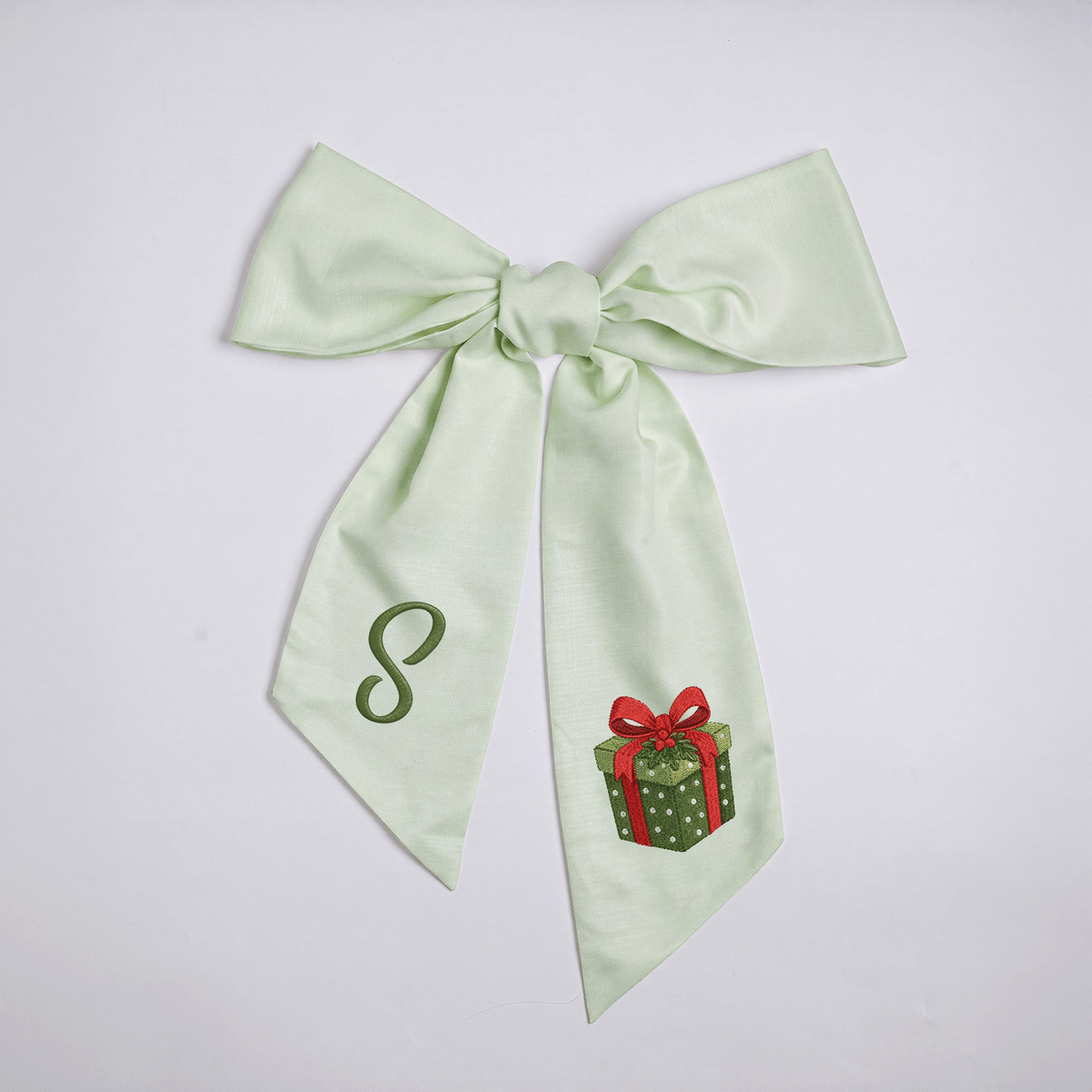 Personalized Monogram Christmas Gift Box Bow, Custom Initial Holiday Tree Topper & Hair Ribbon