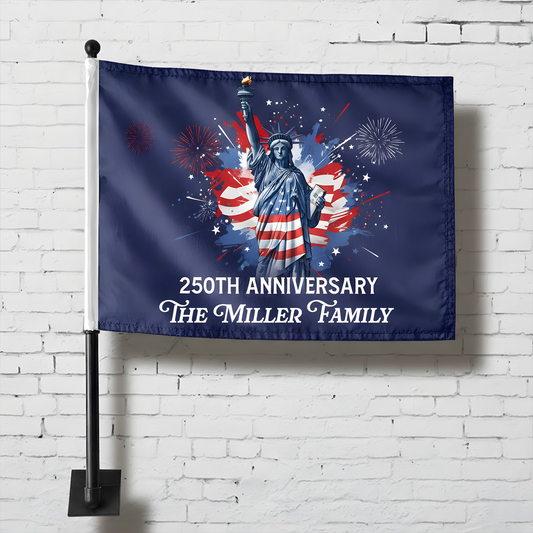 USA 250th Anniversary Car Flag – Personalized Statue of Liberty Patriotic Flag