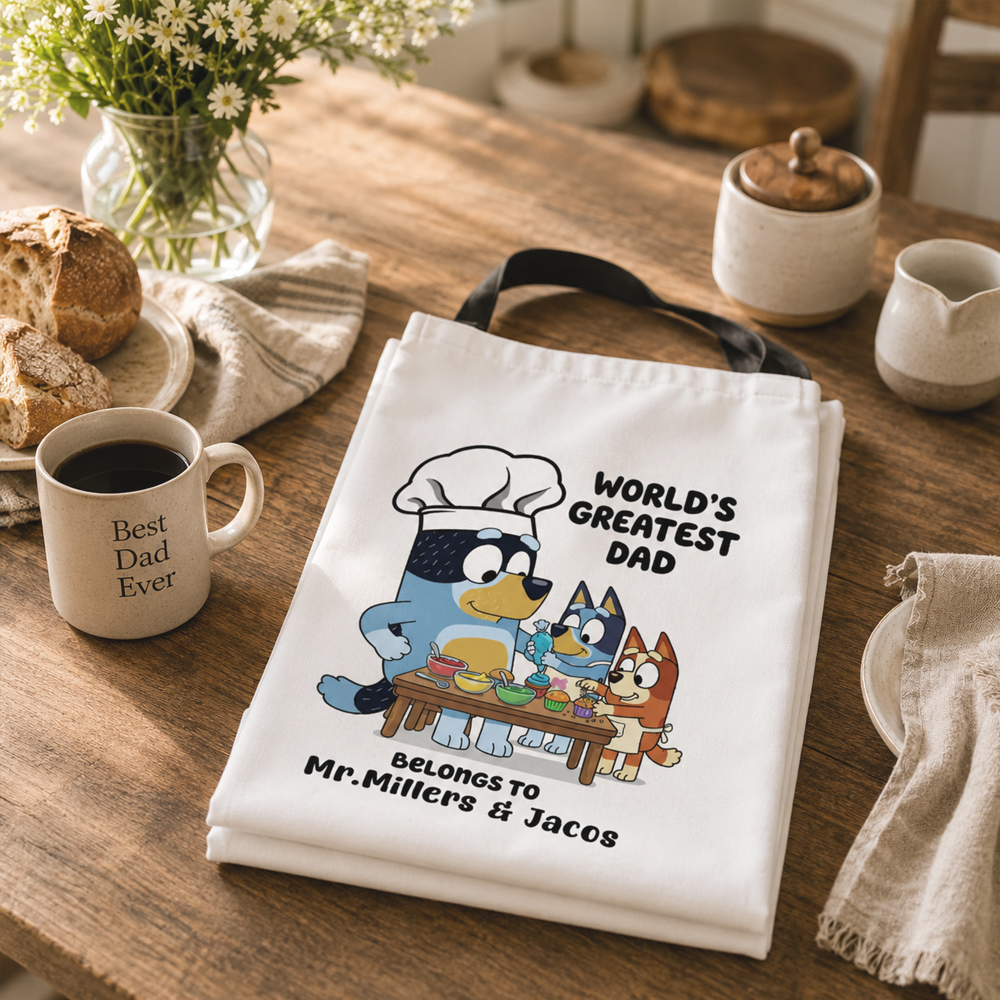 World’s Greatest Dad Apron – Funny BBQ & Cooking Gift for Father’s Day