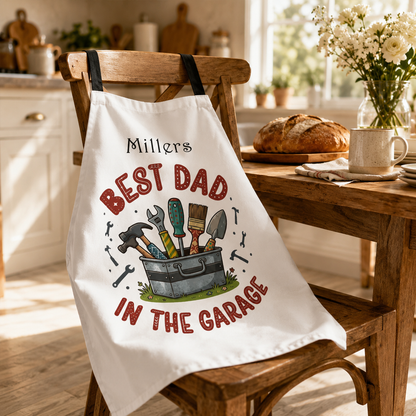 Best Dad in the Garage Apron – Funny BBQ & Workshop Gift for Dad