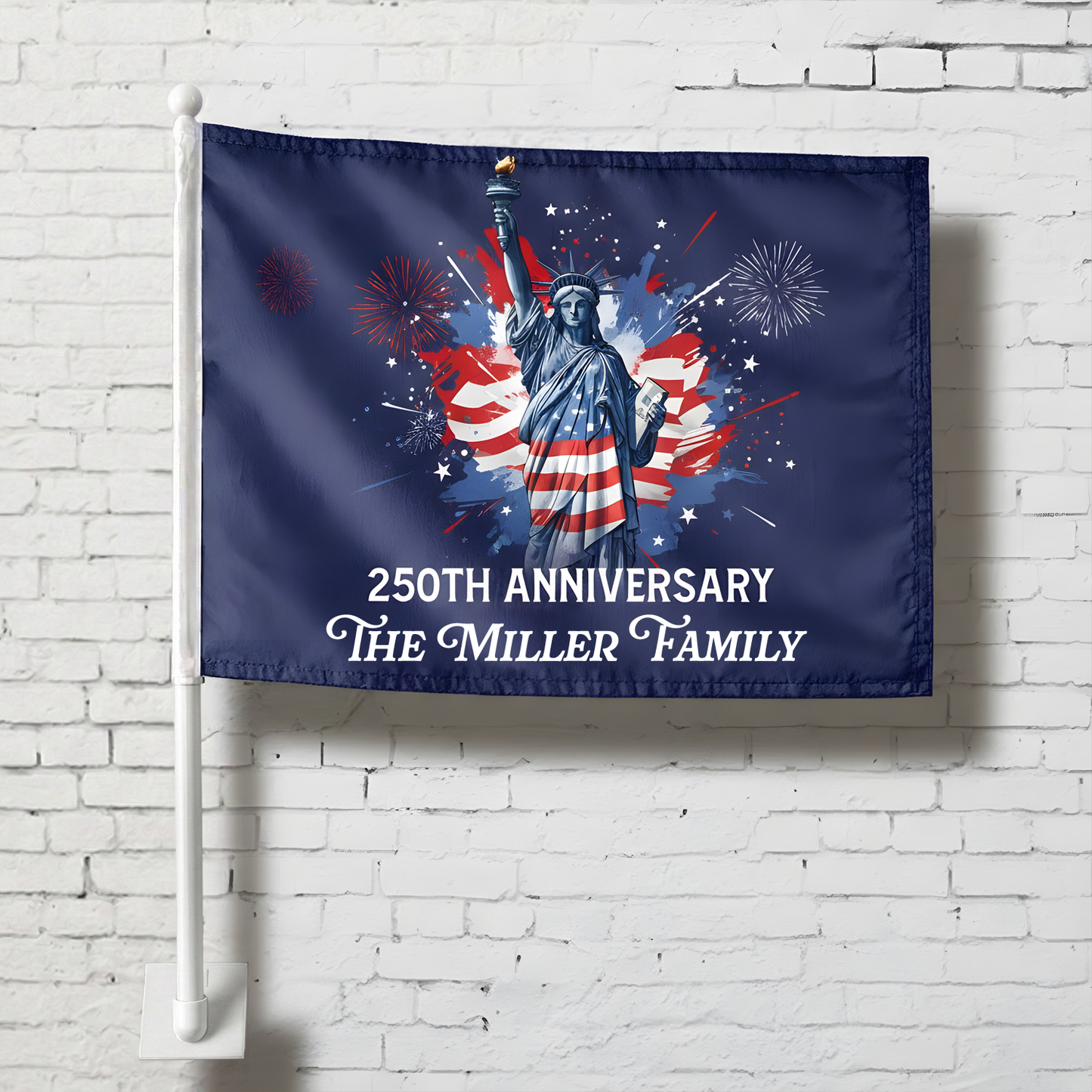 USA 250th Anniversary Car Flag – Personalized Statue of Liberty Patriotic Flag