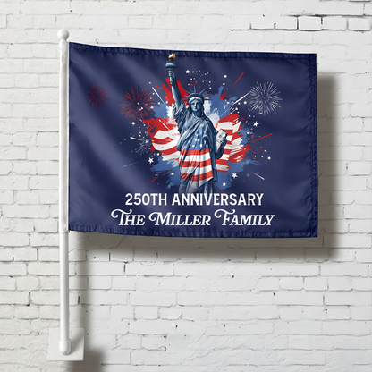 USA 250th Anniversary Car Flag – Personalized Statue of Liberty Patriotic Flag