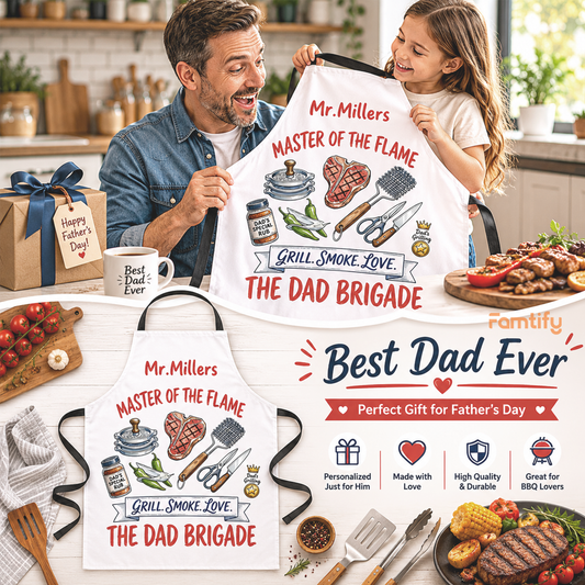 Master of the Flame Apron - Funny BBQ Grill Master Gift for Dad