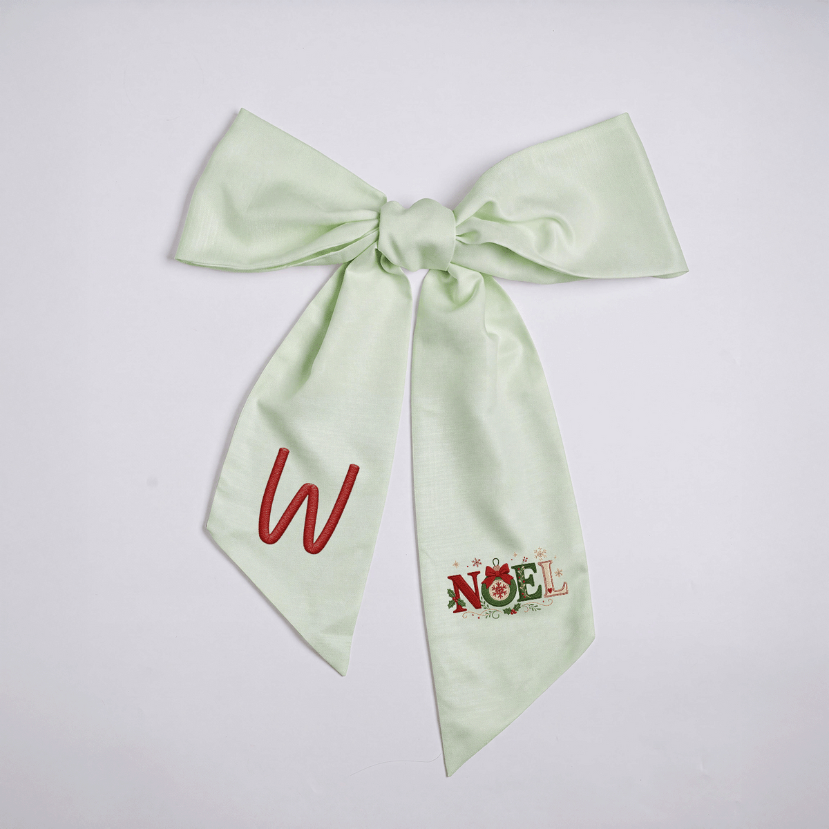 Personalized Monogram Noel Christmas Bow, Custom Initial Holiday Tree Topper & Hair Ribbon