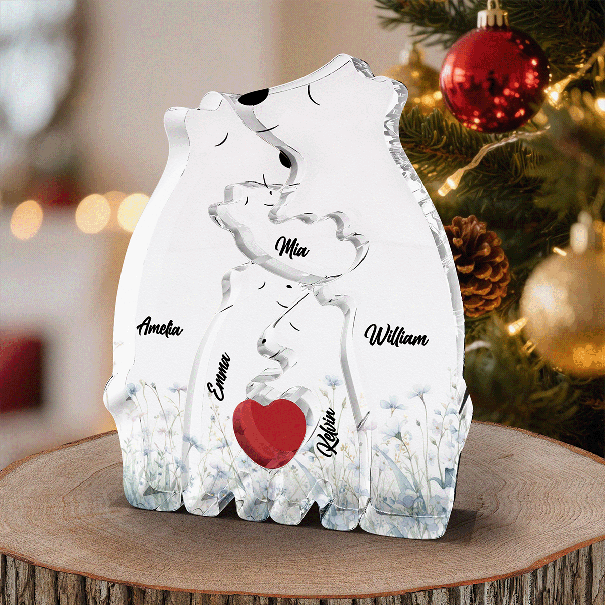 Personalized Acrylic Hugging Bear Family Puzzle