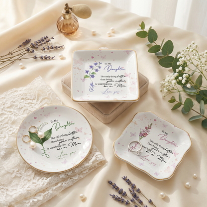 Personalized Ceramic Jewelry Dish - Custom Name Trinket Tray for Daughter, Mother's Day Gift