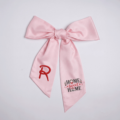 Custom Monogram Home Sweet Home Embroidered Linen Door Wreath Sash, Personalized Initial Wreath House Typography Holiday Wreath Sash & Front Door Decor