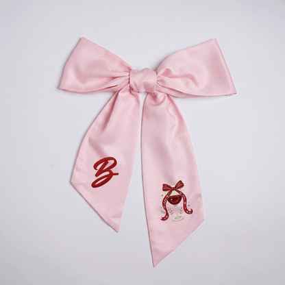 Custom Letter Christmas Red Wine Glass Embroidered Linen Wreath Sash, Personalized Monogram Holiday Bow Sash for Door Decor