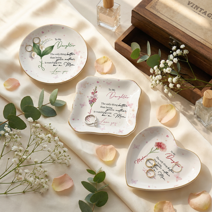 Personalized Ceramic Jewelry Dish - Custom Name Trinket Tray for Daughter, Mother's Day Gift