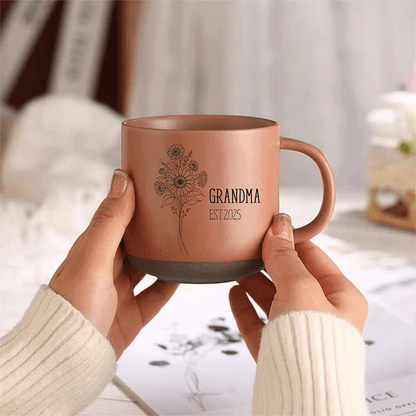 Bloom with Love – Meaningful Mother’s Day Gift for Mom – Personalized Engraved Flower Coffee Mug